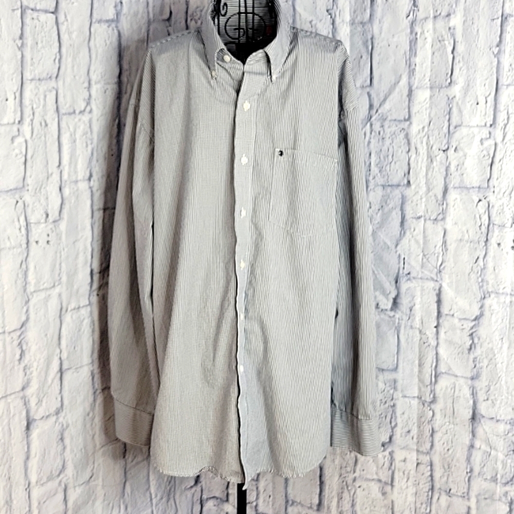 IZOD Blue and White Striped Dress Shirt XL/TG/XG